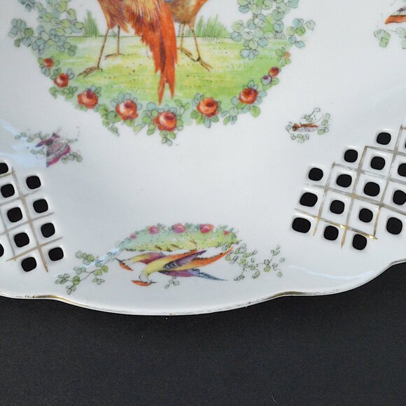 Antique Victoria Austria Porcelain Pheasant Serving Bowl - Picture 4 of 9